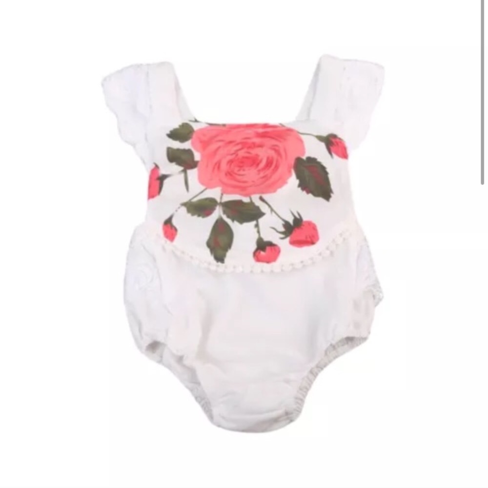 Rose Print Lace Romper - Picture 2 of 2